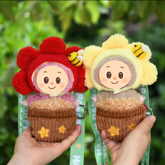 Funny Flower Pot Outfit for Labubu – 3-Piece Costume Set with Strap – Red or Yellow