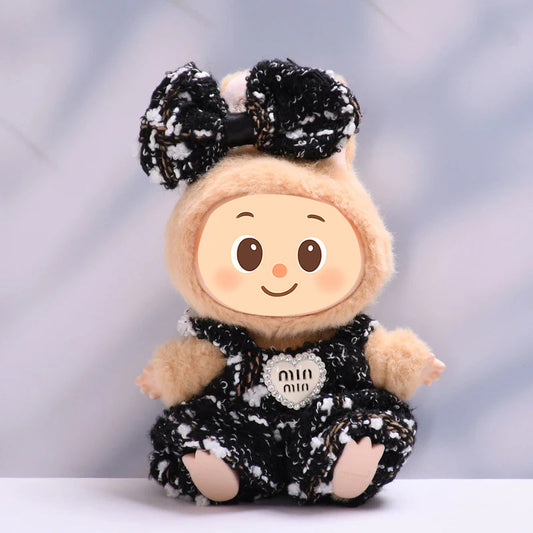 Parisian Tweed Outfit Set for Labubu – Handmade Designer-Style Clothes for 15–17cm Dolls