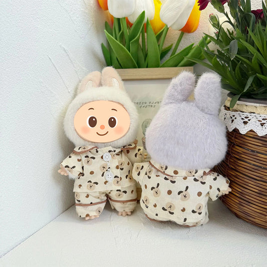 Soft Cotton Pajama Set – Sleepwear Outfit for Dolls Compatible with Labubu