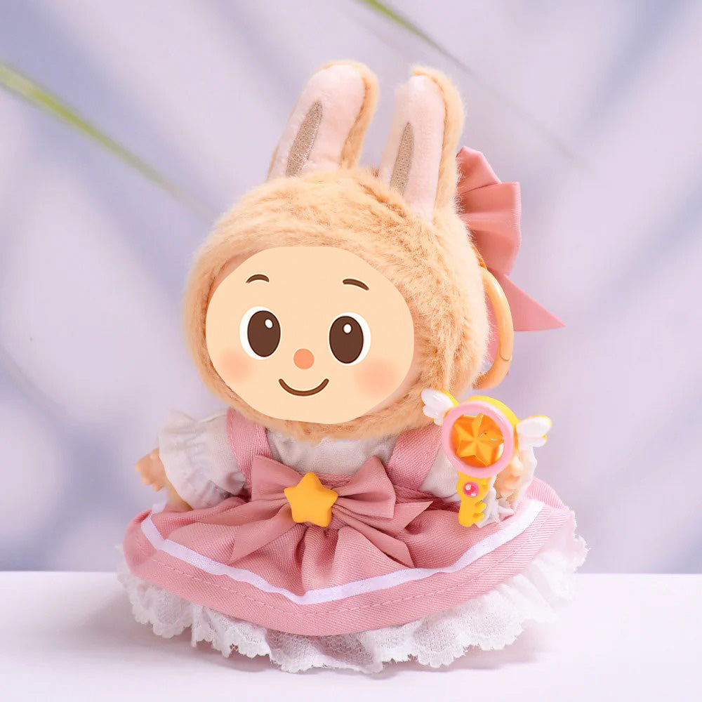 Magical Girl Doll Outfit Set for Labubu – 4-Piece Fantasy Dress Compatible with 15–17cm Dolls