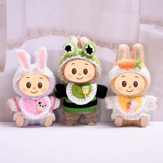 Handmade Knit Outfits for Labubu – 3-Piece Cute Sweater & Headband Set – Adorable Styles Fit Labubu Dolls