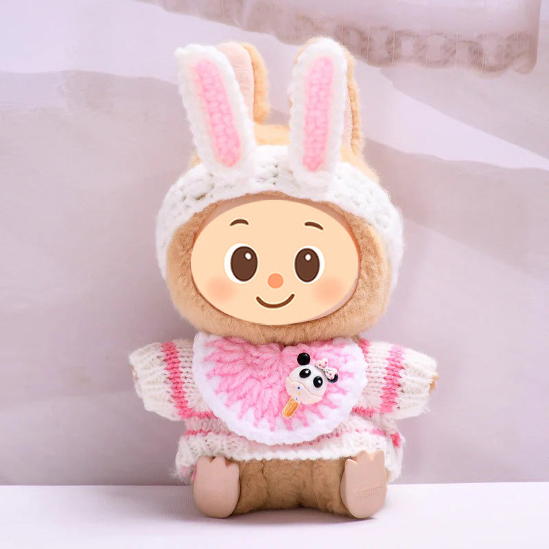 Handmade Knit Outfits for Labubu – 3-Piece Cute Sweater & Headband Set – Adorable Styles Fit Labubu Dolls