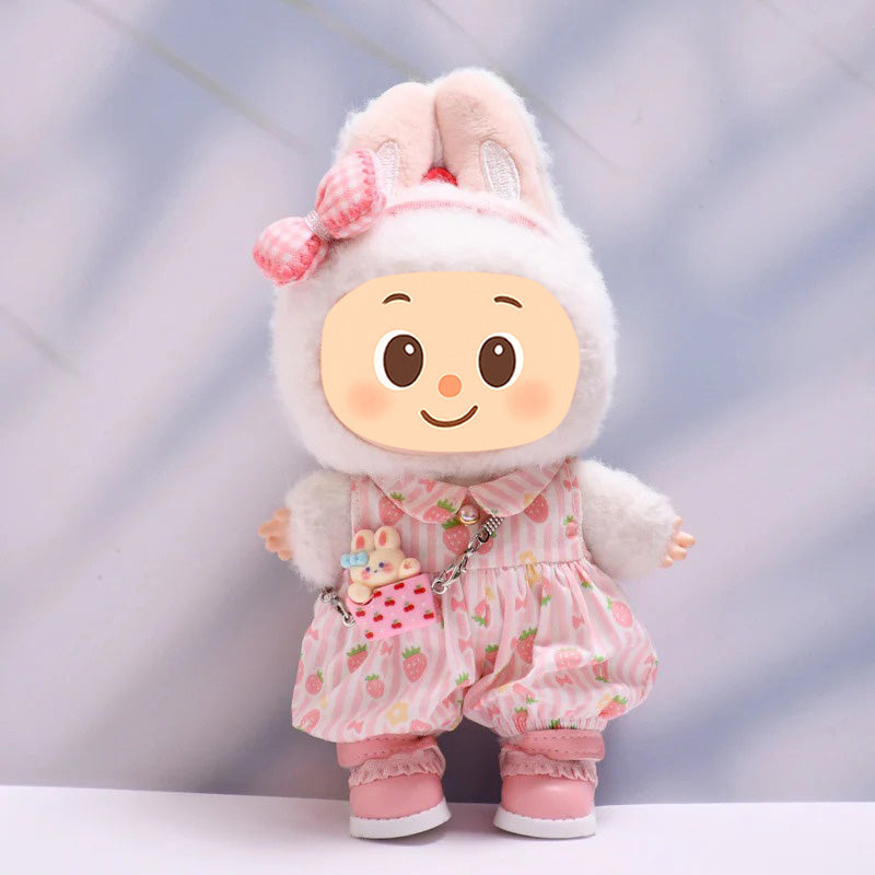 Handmade Clothes for Labubu – Strawberry-Themed Doll Outfit Set, 2 to 4-Piece Options for 15–17cm Dolls