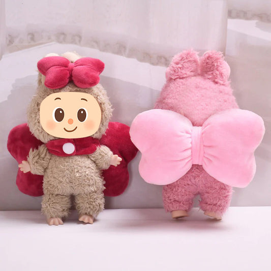 Plush Bowknot Costume Set for Dolls – 2-Piece Hairband and Backpack Style Accessory – Fits Labubu-Compatible Figures