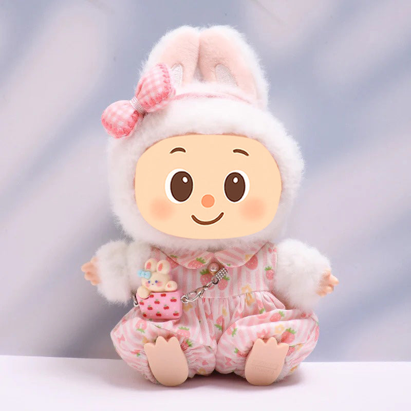 Handmade Clothes for Labubu – Strawberry-Themed Doll Outfit Set, 2 to 4-Piece Options for 15–17cm Dolls