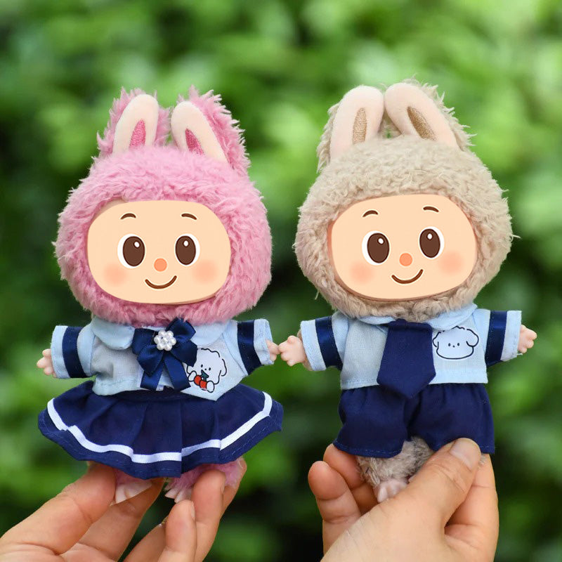 School Uniform Style Clothes for Labubu – 2-Piece Outfit Set Compatible with Labubu Dolls – Include Shirt and Skirt/Pants