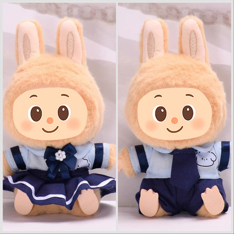 School Uniform Style Clothes for Labubu – 2-Piece Outfit Set Compatible with Labubu Dolls – Include Shirt and Skirt/Pants