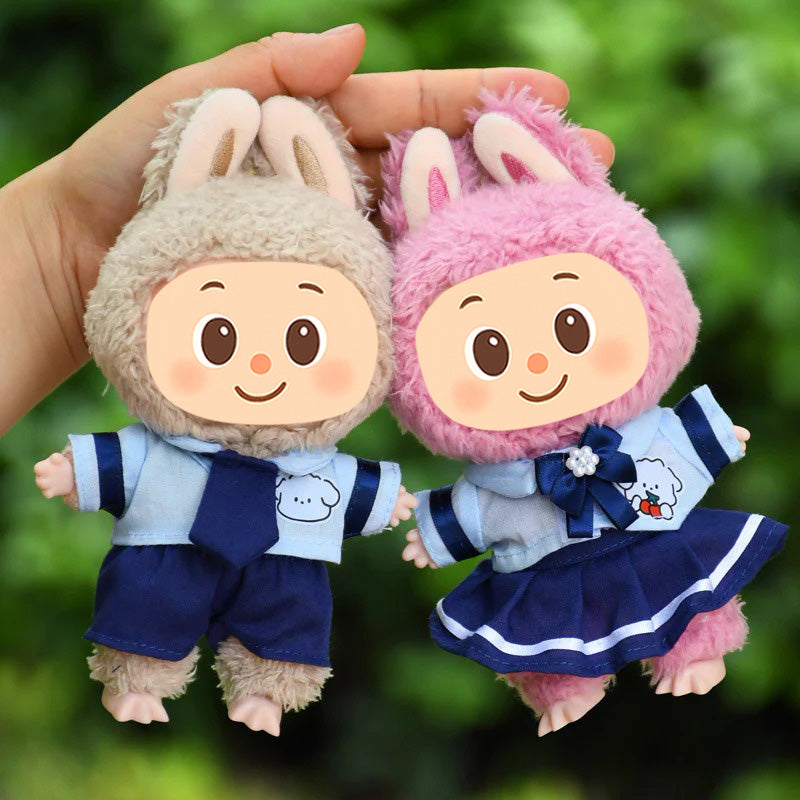 School Uniform Style Clothes for Labubu – 2-Piece Outfit Set Compatible with Labubu Dolls – Include Shirt and Skirt/Pants