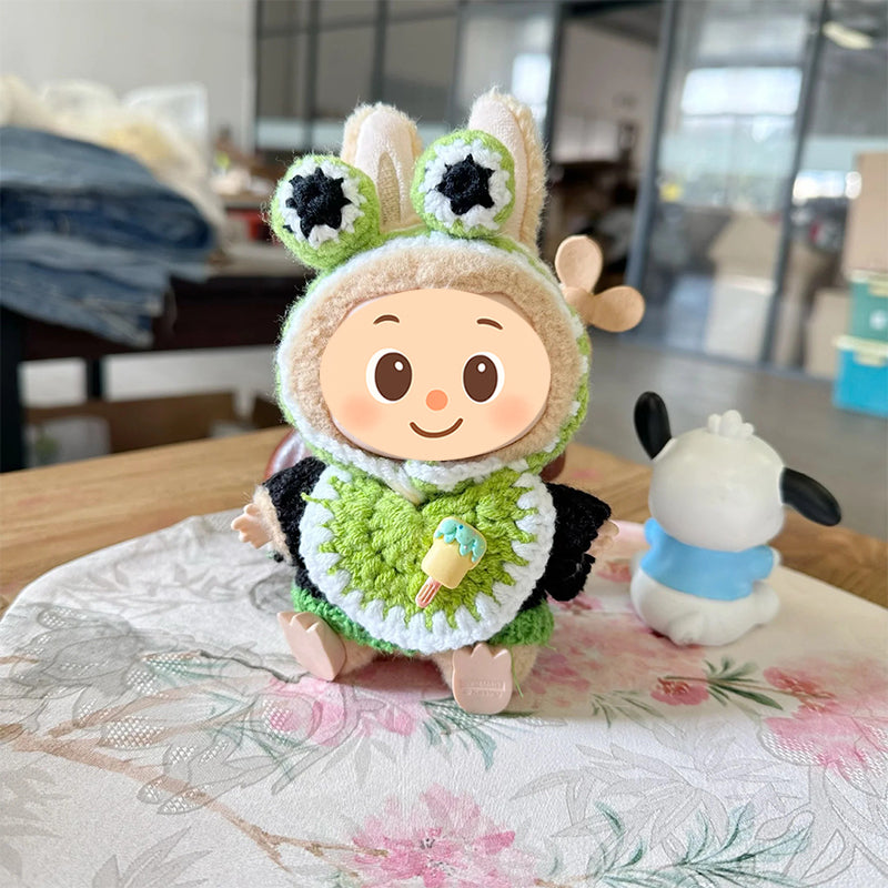 Handmade Knit Outfits for Labubu – 3-Piece Cute Sweater & Headband Set – Adorable Styles Fit Labubu Dolls
