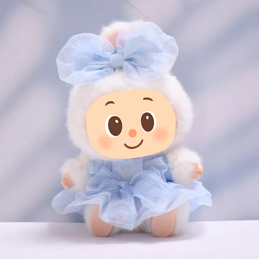 Princess Tulle Dress Set for 15–17cm Dolls – Fit Labubu Style Dolls – Include Bow Hairclip and Layered Skirt