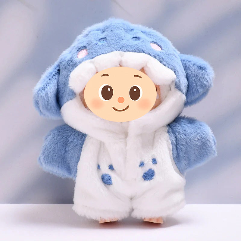 Plush Animal Onesie for Dolls Compatible with Labubu – Handmade Shark & Penguin Suit Set