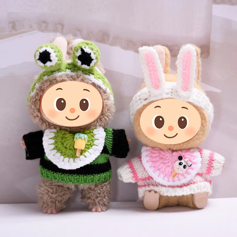 Handmade Knit Outfits for Labubu – 3-Piece Cute Sweater & Headband Set – Adorable Styles Fit Labubu Dolls