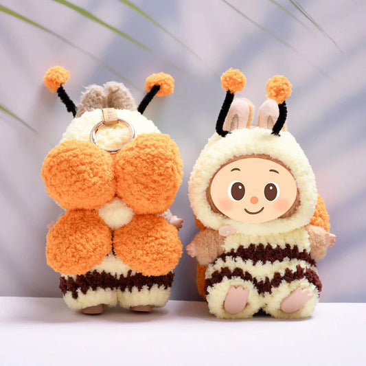 Luxury Handmade Bee Outfit for Labubu Dolls – 3-Piece Premium Plush Costume with Wings and Hat
