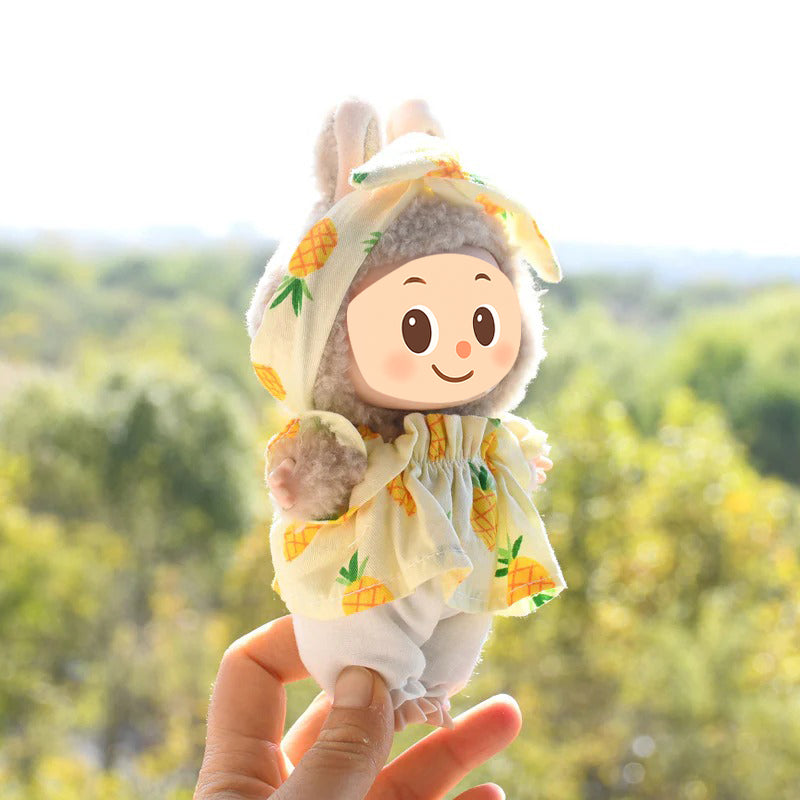 Gingham & Fruit Outfit 3-Piece Set for Labubu – Includes Headband, Top, and Pants