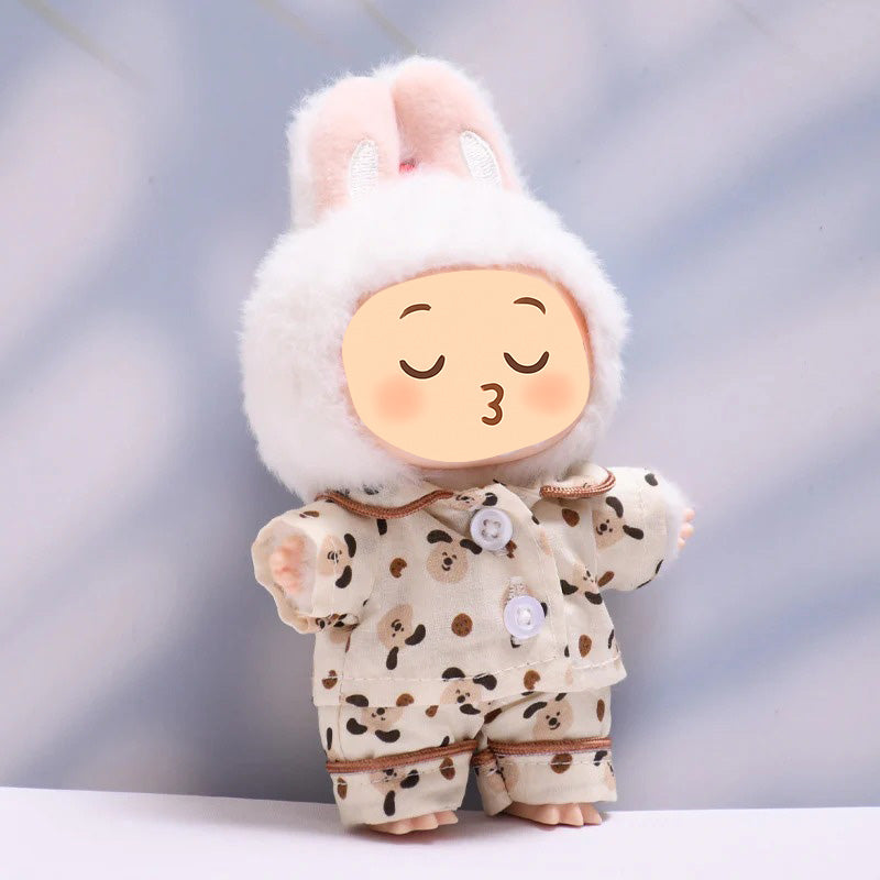 Soft Cotton Pajama Set – Sleepwear Outfit for Dolls Compatible with Labubu