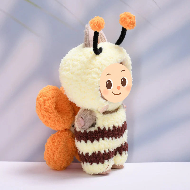 Luxury Handmade Bee Outfit for Labubu Dolls – 3-Piece Premium Plush Costume with Wings and Hat
