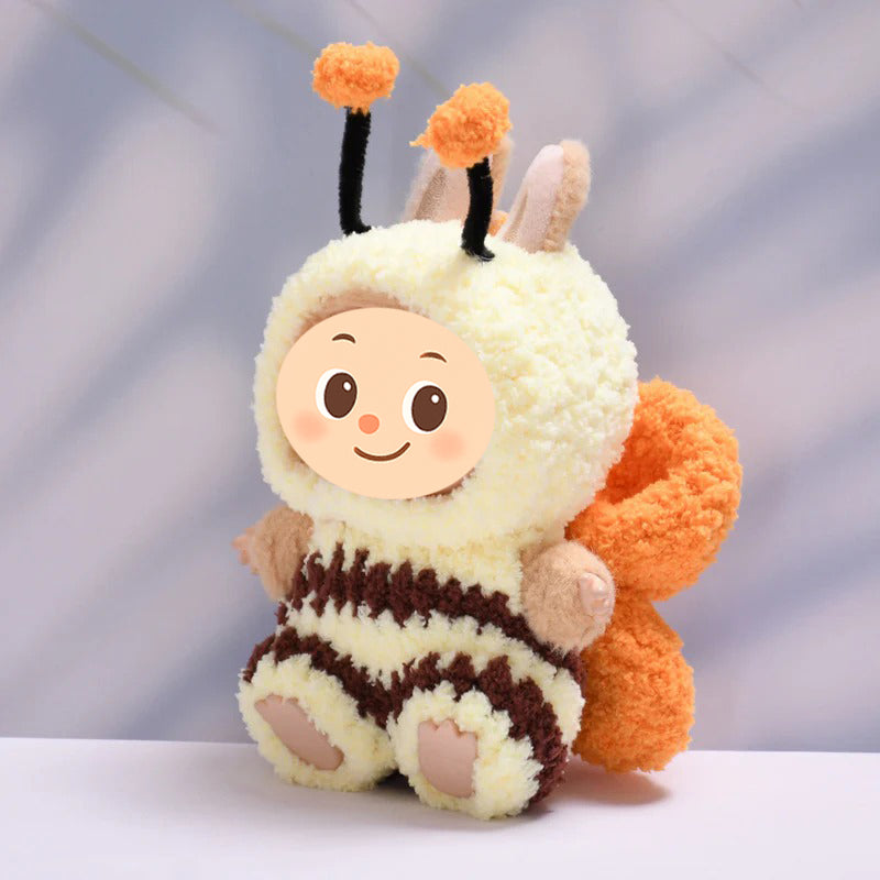 Luxury Handmade Bee Outfit for Labubu Dolls – 3-Piece Premium Plush Costume with Wings and Hat