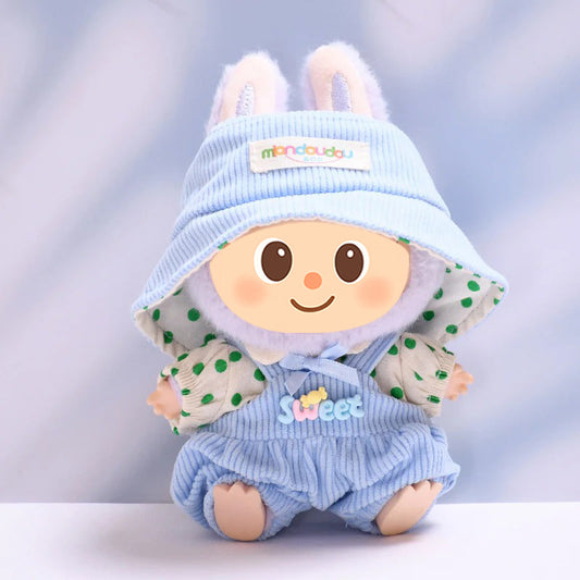 Handmade 3-Piece Outfit Set for Labubu-Style Dolls – Soft Cotton Fashion Fit for 15–17cm Figures