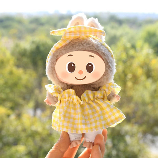 Gingham & Fruit Outfit 3-Piece Set for Labubu – Includes Headband, Top, and Pants