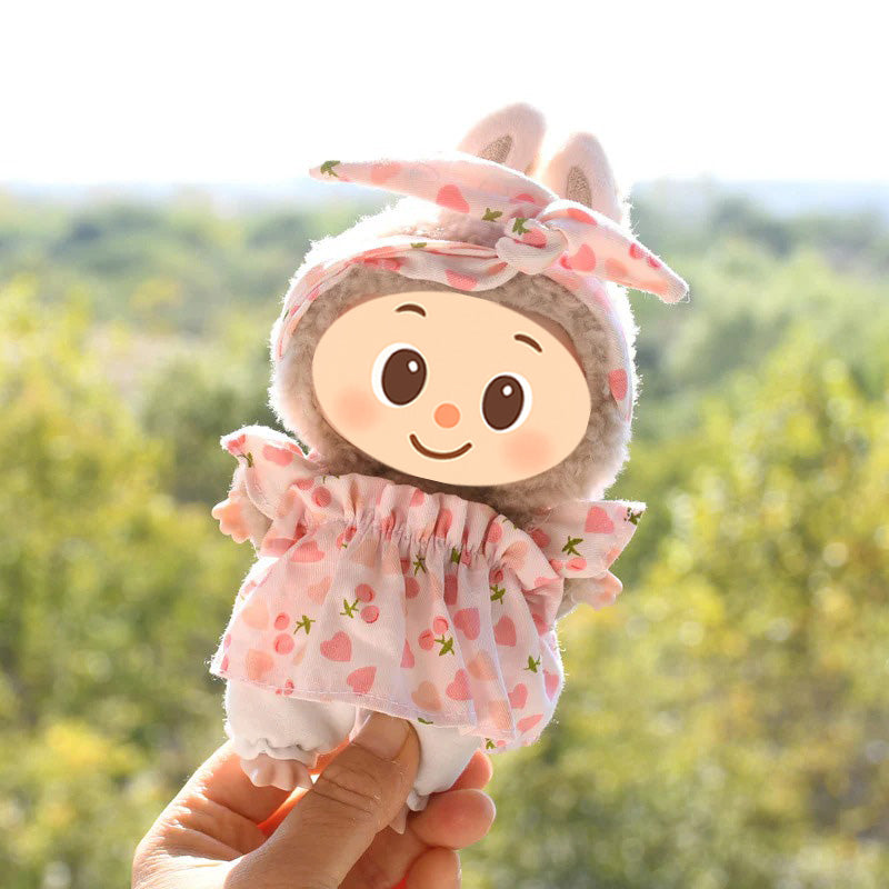 Gingham & Fruit Outfit 3-Piece Set for Labubu – Includes Headband, Top, and Pants