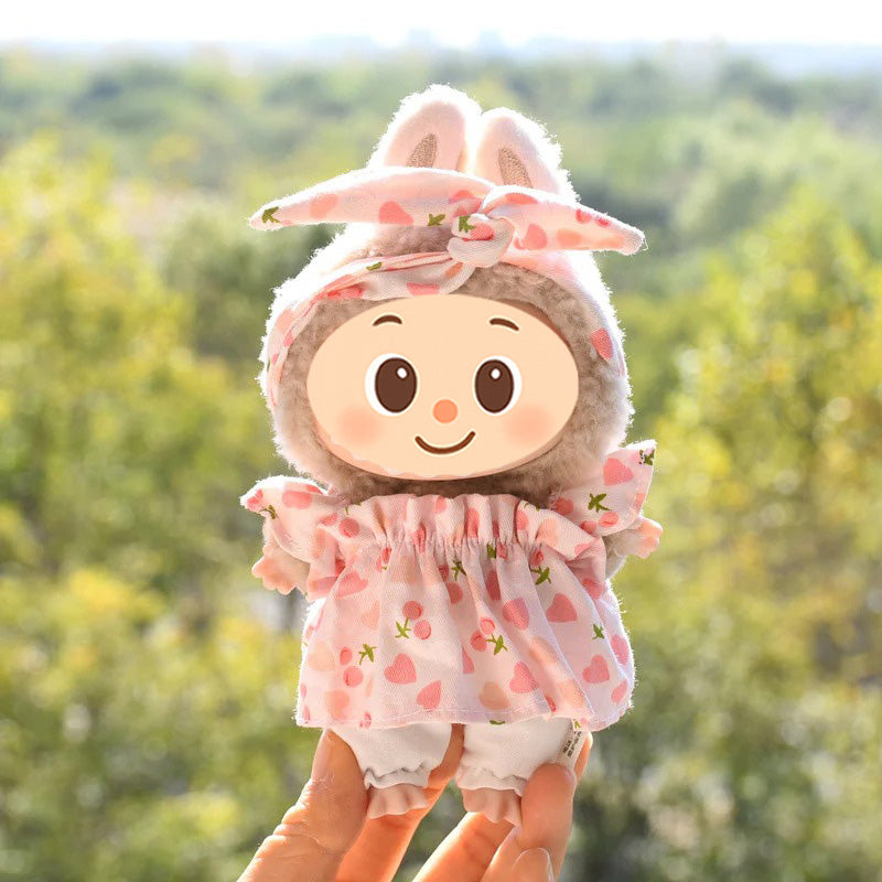 Gingham & Fruit Outfit 3-Piece Set for Labubu – Includes Headband, Top, and Pants
