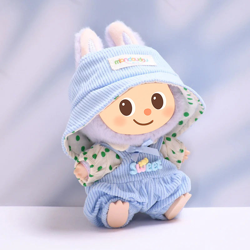 Handmade 3-Piece Outfit Set for Labubu-Style Dolls – Soft Cotton Fashion Fit for 15–17cm Figures