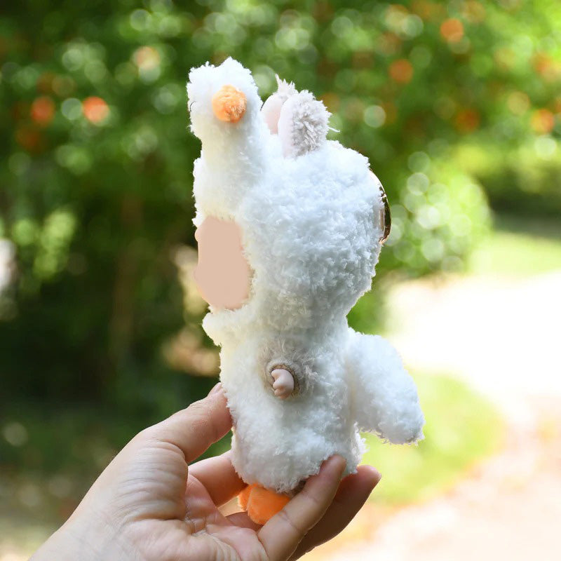 3-Piece Swan-Themed Animal Costume for Dolls – Fit for Labubu Style 15–17cm Figures – Include Swan Hood, Plush Outfit, and Shoes