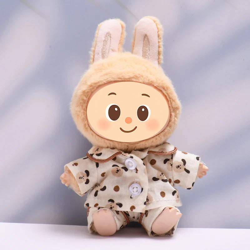 Soft Cotton Pajama Set – Sleepwear Outfit for Dolls Compatible with Labubu