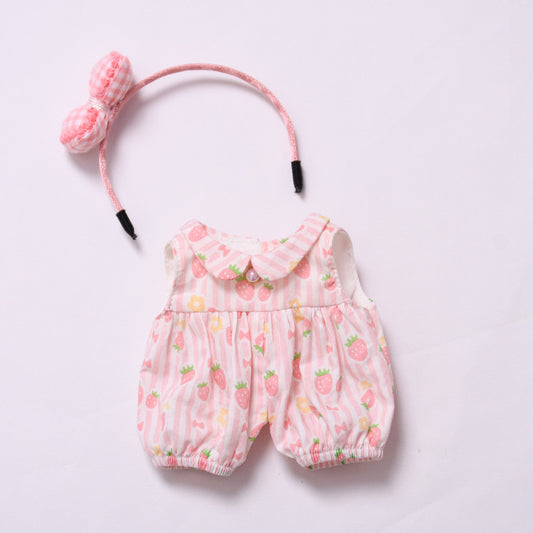 Handmade Clothes for Labubu – Strawberry-Themed Doll Outfit Set, 2 to 4-Piece Options for 15–17cm Dolls