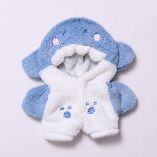 Plush Animal Onesie for Dolls Compatible with Labubu – Handmade Shark & Penguin Suit Set