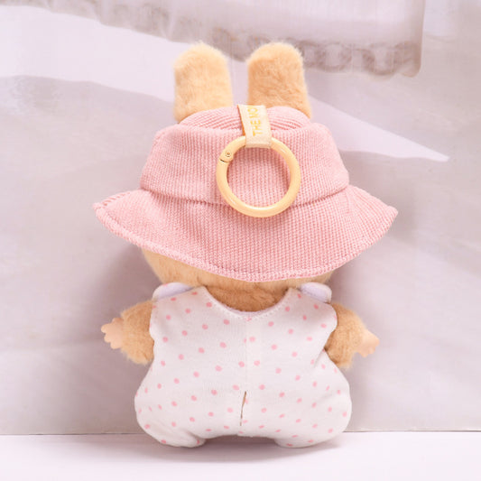 Piggy Romper Set for Labubu-Style Dolls – Soft Pink Outfit with Bucket Hat for 15–17cm Figures