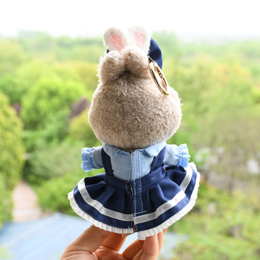 Elegant Navy Blue Dress Outfit Compatible with Labubu – 2-Piece Doll Clothes Set with Gold Star Bow and Shirt Skirt Design