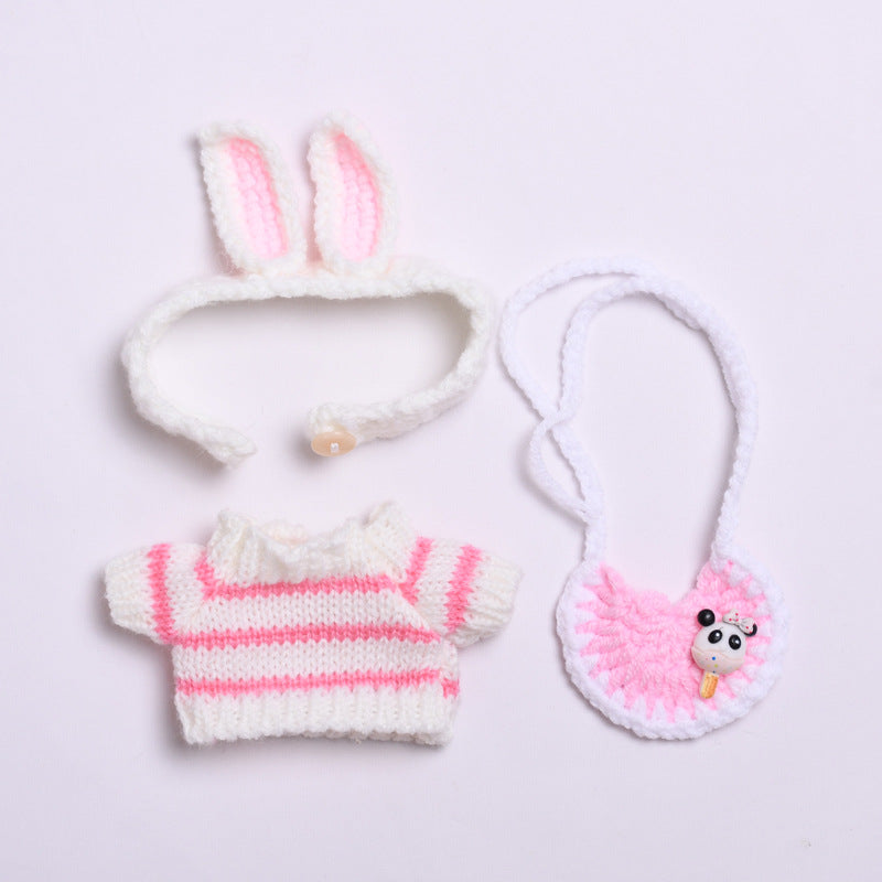 Handmade Knit Outfits for Labubu – 3-Piece Cute Sweater & Headband Set – Adorable Styles Fit Labubu Dolls