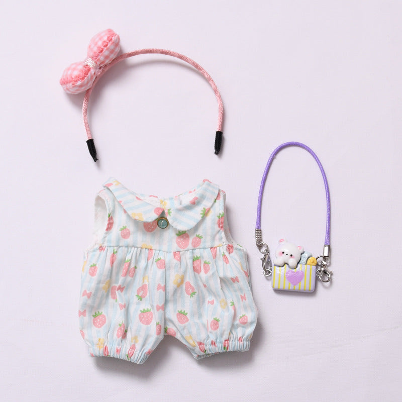 Handmade Clothes for Labubu – Strawberry-Themed Doll Outfit Set, 2 to 4-Piece Options for 15–17cm Dolls