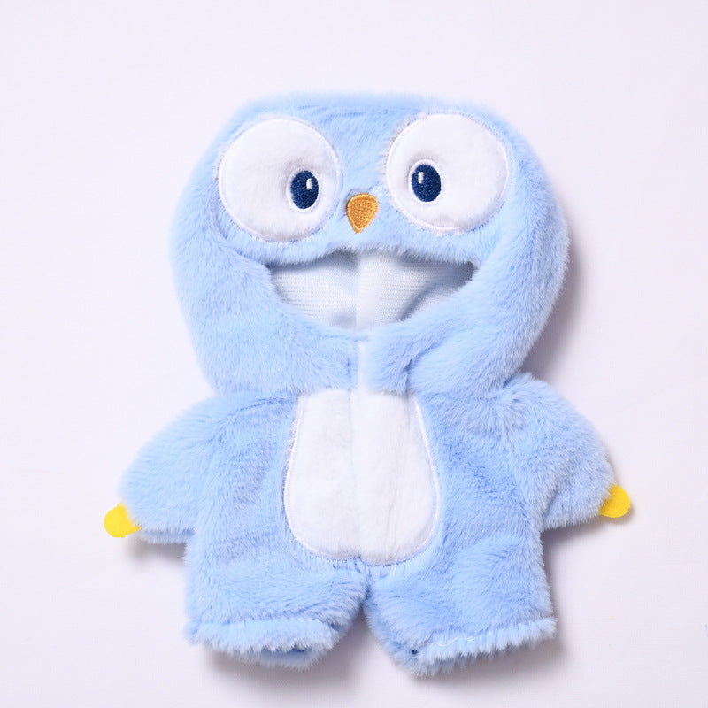 Plush Animal Onesie for Dolls Compatible with Labubu – Handmade Shark & Penguin Suit Set