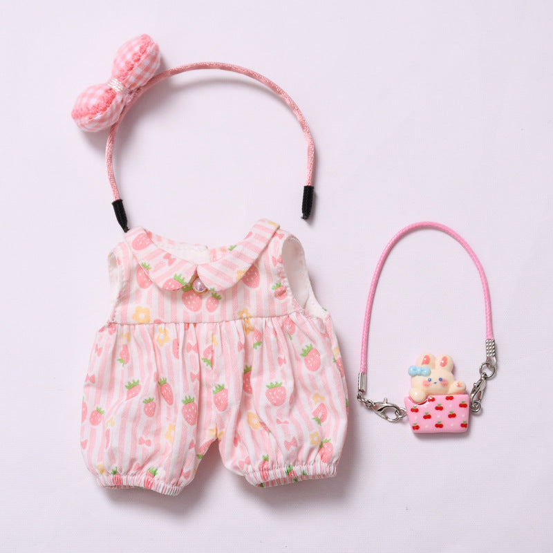Handmade Clothes for Labubu – Strawberry-Themed Doll Outfit Set, 2 to 4-Piece Options for 15–17cm Dolls