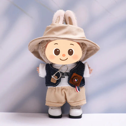 Stylish Doll Clothes for Labubu – 3 to 5-Piece Casual Outfit Sets with Hat, Vest, and Shoes