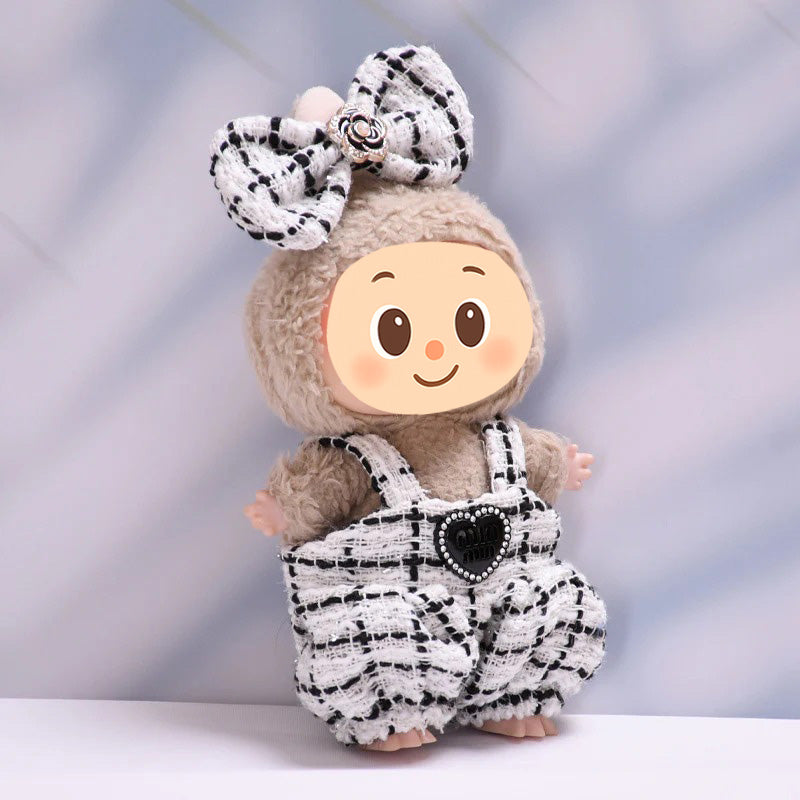 Parisian Tweed Outfit Set for Labubu – Handmade Designer-Style Clothes for 15–17cm Dolls