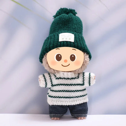 Handmade Winter Knit Outfit Set for Labubu-Compatible Dolls – 2/3-Piece Cozy Look with Beanie, Sweater, and Pants