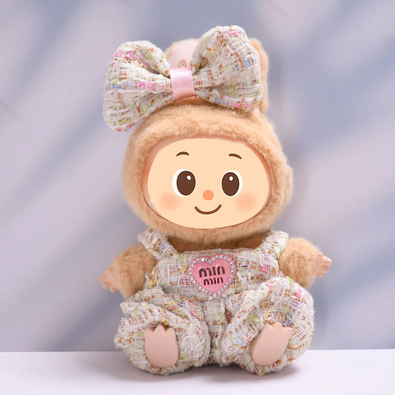 Parisian Tweed Outfit Set for Labubu – Handmade Designer-Style Clothes for 15–17cm Dolls