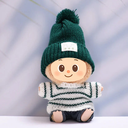 Handmade Winter Knit Outfit Set for Labubu-Compatible Dolls – 2/3-Piece Cozy Look with Beanie, Sweater, and Pants