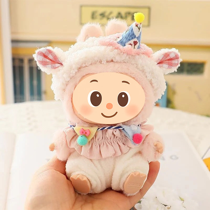 Plush One-Piece Rompers for Labubu-Style Dolls – Soft Fleece Outfits for 15–17cm Figures