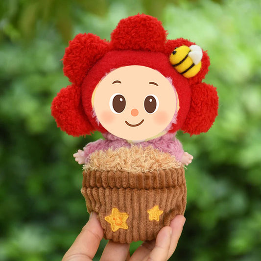 Funny Flower Pot Outfit for Labubu – 3-Piece Costume Set with Strap – Red or Yellow