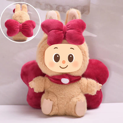 Plush Bowknot Costume Set for Dolls – 2-Piece Hairband and Backpack Style Accessory – Fits Labubu-Compatible Figures