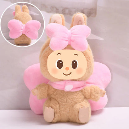 Plush Bowknot Costume Set for Dolls – 2-Piece Hairband and Backpack Style Accessory – Fits Labubu-Compatible Figures
