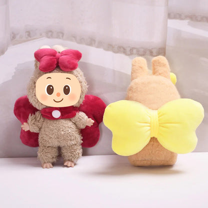 Plush Bowknot Costume Set for Dolls – 2-Piece Hairband and Backpack Style Accessory – Fits Labubu-Compatible Figures