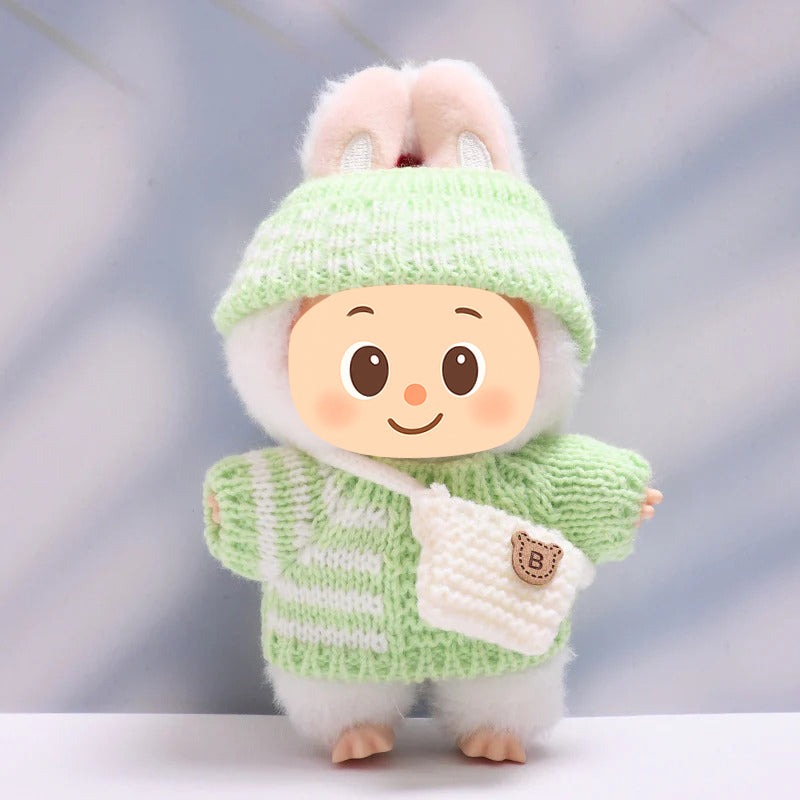 Handmade Knit Outfit Set for Labubu-Compatible Dolls – 2-Piece & 3-Piece Options in Pink or Green