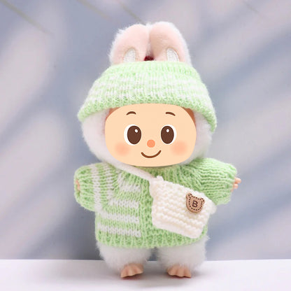 Handmade Knit Outfit Set for Labubu-Compatible Dolls – 2-Piece & 3-Piece Options in Pink or Green
