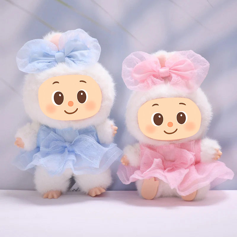 Princess Tulle Dress Set for 15–17cm Dolls – Fit Labubu Style Dolls – Include Bow Hairclip and Layered Skirt
