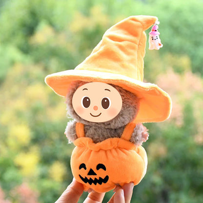Pumpkin Halloween Outfit for Labubu – 2-Piece Witch Costume Set for Labubu-Compatible Dolls – Includes Pumpkin Romper and Hat
